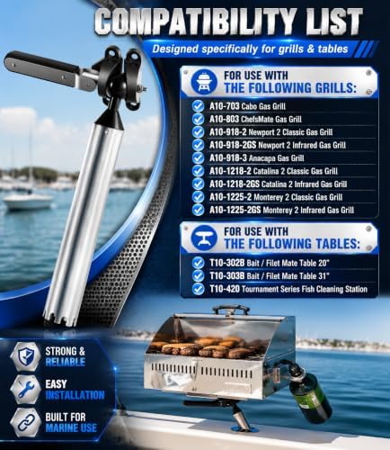 T10-355 Adjustable Boat Grill & Table Mount, 304 SS for Marine Use - Image 2