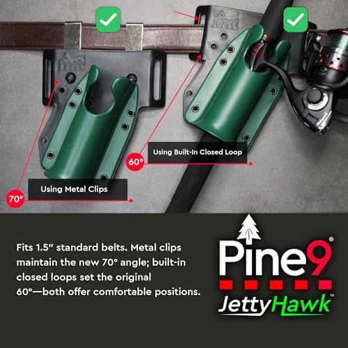 JettyHawk Fishing Rod Hip Holster, Hands-Free Quick-Draw Holder, Fits 1.5-2" Pole, for Spinning, Baitcaster, Centerpin & Surf Rods, Wading & MOLLE Belts - Image 6