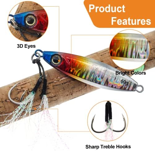 Fishing Vertical Jig Spoon Lures Slow Pitch Design Saltwater Tuna Bait Plus - Image 4