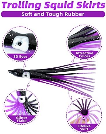 BLUEWING Trolling Squid Skirts Fishing Saltwater 2,3,5,8,12 Inch Octopus Lures 1pcs/5pcs - Image 2