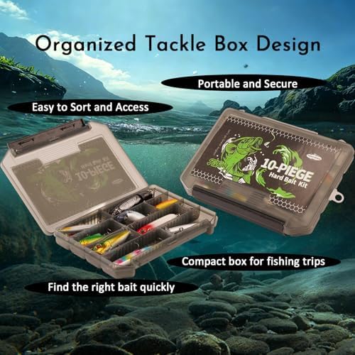 FONMANG Fishing Lures - Tackle Box with Tackle Included, Fishing Kit with VIBs, Frogs, Minnows, Soft Baits, Hooks & Weights Accessories, Freshwater Lure Kit for Bass Walleye Trout - Image 5