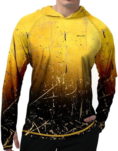 Men's UPF 50+ Sun Protection Hoodie, Long Sleeve Fishing Shirt by WELIGU