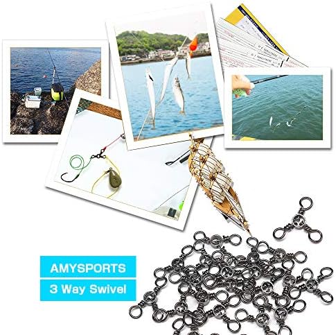 AMYSPORTS Fishing Connector Fish Swivels Tackle 3 Way Fishing Swivel Saltwater Freshwater Fishing Tackle Accessories Crossline Trolling Line Lure Connector - Image 6