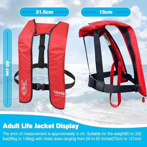 Inflatable Life-Jacket for Adults| Life-Vest Inflation-PFD with Whistle| Automatic & Manual Lightweight Supports up to 300 lbs for Kayaking Fishing Boating - Image 2