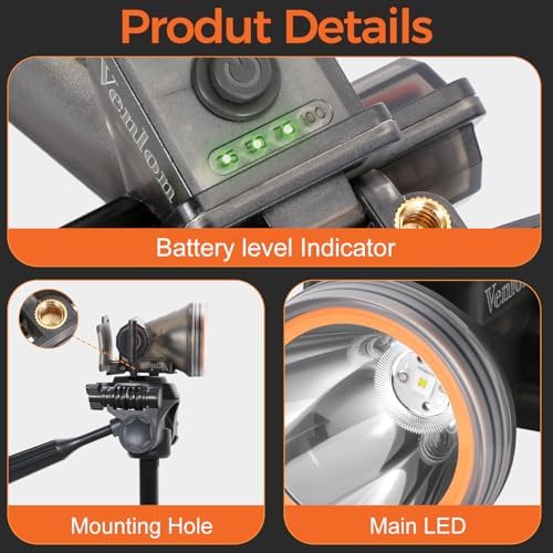 Rechargeable Diving Headlamp, IPX8 Waterproof Underwater Flashlight, 4 Modes with Battery Level Indicator,10H Runtime Scuba Dive Light with Battery & USB Charger Cable (Mode302 White Light) - Image 5