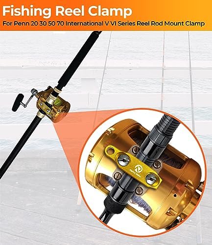 Fishing Reel Rod Clamp Fishing Reels Parts for Penn 20 30 50 70 International V VI Series Reel Rod Clamp Mount Anodized Aluminum Alloy (No Bolts or Screws) - Image 2
