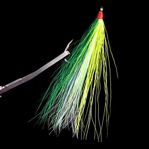 Bucktail Teasers with Hook Saltwater, Fishing Teaser Lures Flounder Rig Fishing Jig Hooks 5 Colors for Flounder Salmon Trout Sea Bass - Image 4