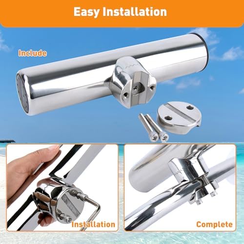 2 Pack Fishing Rod Holders for Boat Rail Mount, Stainless Steel Clamp on Rod Holder for Marine Boat, Fishing Boat, Pontoon, Jon Boat - Image 5