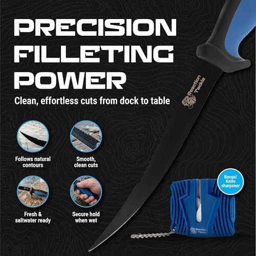 Reaction Tackle 7 Piece Fishing Tool Kit, Fillet Knife and Sharpener, Fishing Pliers, Braid Scissors, Floating Lip Gripper, Hook Remover and Lanyard, Stainless Steel for Saltwater and Freshwater - Image 5
