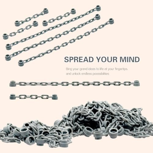 Taken All MOC Building Block Chain Links Accessories Chain Rope with End Studs Bricks Bulk Parts DIY Construction Toys Compatible with Major Brand for Kids 6Y+ (Light Gray) - Image 4
