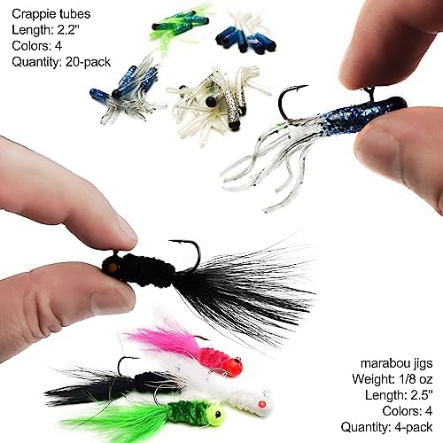 Crappie Tube Lures Jig Heads Soft Plastic Baits Worms Kit - Image 3