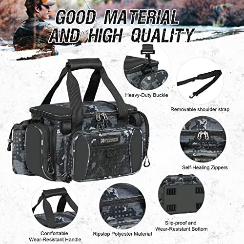 X Strike Fishing Bag - Waterproof Storage with 4 3600 Tackle Box, Saltwater & Freshwater Shoulder Bag for Camping, Hunting, Hiking, Travel - Image 3