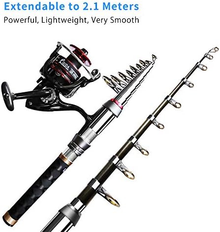 Fishing Pole Kit, Carbon Fiber Telescopic Fishing Rod and Reel Combo with Spinning Reel, Line, Bionic Bait, Hooks and Carrier Bag, Fishing Gear Set for Beginner Adults - Image 4