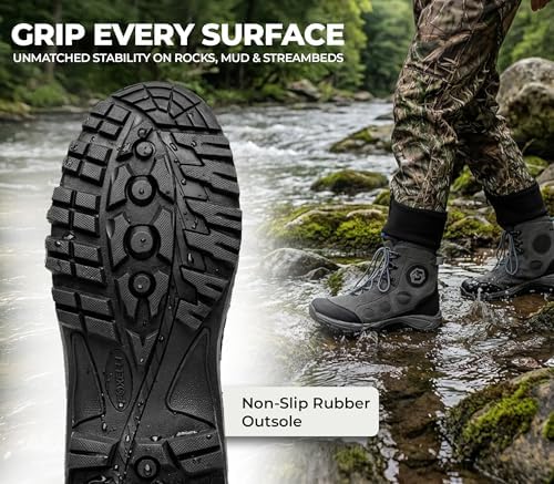 Foxelli Wading Boots – Lightweight Fly Fishing Boots for Men, Rubber Sole Wading Shoes - Image 6