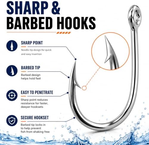 Keenjorika Fishing Hooks Set,High Carbon Steel Baitholder Fish Hook, #3-12 Assorted Sizes,3/500PCS,Sharp Barbed Offset Hook for Bass Catfish Trout Crappie Bluegill Freshwater Saltwater Fishing Tackle - Image 4
