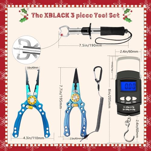 XBLACK Fishing Tool Kit Fishing Pliers Fish Gripper Fishing Scale Fish Grip Tools Set Saltwater Resistant Fishing Gear - Image 5