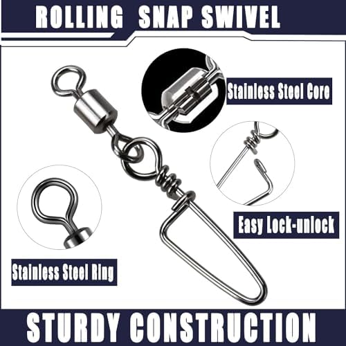 150pcs Fishing Snap Swivels Barrel Swivel with Coastlock Snap Stainless Swivel Corrosion Resistant Fishing Tackle Accessories Lure Line Connector for Saltwater Freshwater Fishing - Image 2