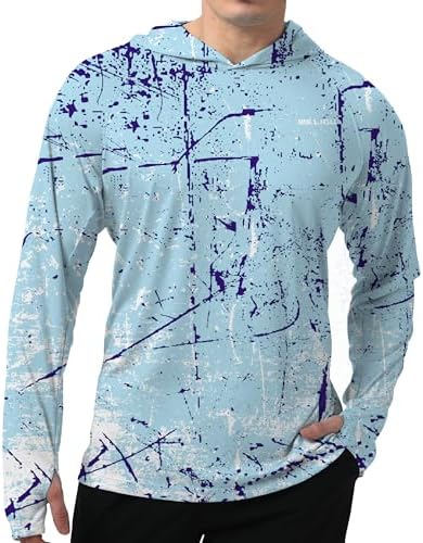 Men's UPF 50+ Sun Protection Hoodie, Long Sleeve Fishing Shirt by WELIGU