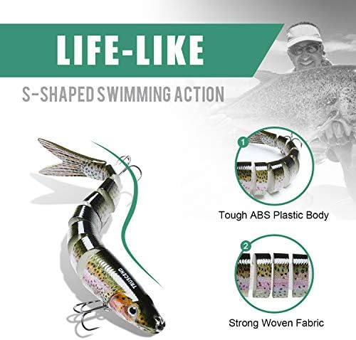 TRUSCEND Swimmax Easy Catch Fishing Lures with BKK Hooks, Wiggling, Vibrating, Rattling and Gurgling for More Bite, Heavy-Duty Dyneema Fiber Jointed Swimbaits for Bass, Trout, Walleye, Crappie, Pike - Image 4