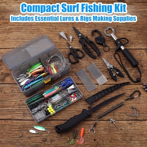 Fishing Lures Kit with Tackle Box, Pliers, Fish Gripper, Saltwater Freshwater Gear Set for Bass Trout, Hooks Weights Bobbers Rigs Leaders - Image 6