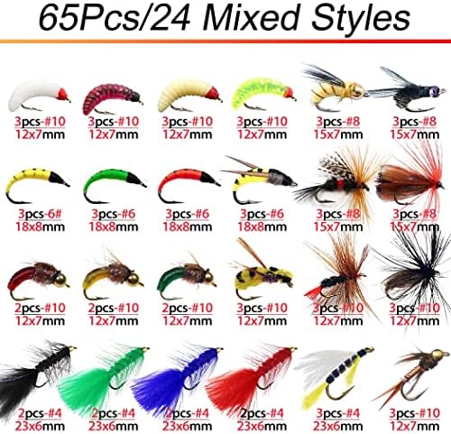 Fly Fishing Flies Kit 40/137pcs Dry/Wet Flies Assortment Nyphms Popper Streamer for Trout Bass Steelhead Fish+ Fly Box - Image 2