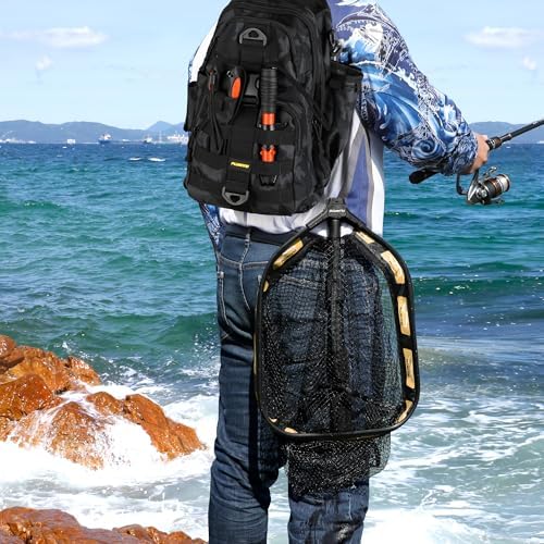 PLUSINNO Floating Fishing Net for Steelhead, Salmon, Fly, Kayak, Catfish, Bass, Trout Fishing, Rubber Coated Foldable Landing Net with Fixed or Telescoping Pole Handle, Fishing Gear and Gifts for Men - Image 7