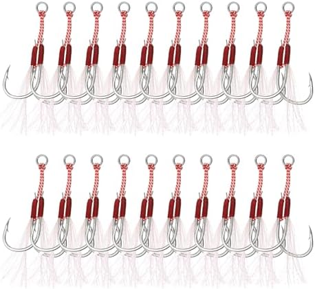 PATIKIL Double Fishing Assist Hooks Kit Glow Jigging Hook Slow Fast Fall Jigs Fishing Hooks for Jigging Lures by PATIKIL