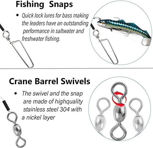 Fluorocarbon Fishing Leader,20LB-80LB Fluorocarbon Leaders for Saltwater Freshwater,100% Fluorocarbon Leaders Line with Swivels and Snap… - Image 4