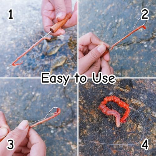 2 PCS Worm Threader Wooden Fishing Bait Wormhole Rigging Needle Fly Threader for Shore Casting Freshwater & Saltwater Anglers - Image 5