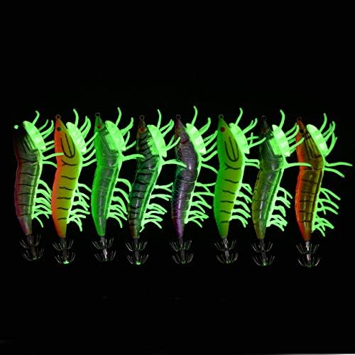 Luminous Squid Jigs Fishing Squid Lure Wooden Squid Bait Fishing Lure Octopus Lure with The Glow Legs for Saltwater Fishing - 8PCS/Bag - Image 6