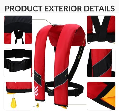 Inflatable Life Jackets for Adults Automatic Life Vests PFD Low Profile Load Capacity Up to 330lbs - Image 3