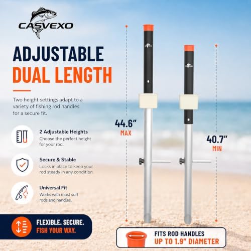 1/2 Pack Aluminum Surf Fishing Rod Holder, Heavy Duty Sand Spike with Bait Box, Telescopic 3-Section, Lightweight and Portable, with Storage Bag - Image 4