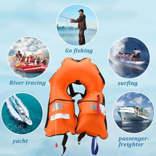 150N Automatic Inflatable Life Jacket – Adjustable Nylon Swim Vest with CO2 Inflation, Reflective Strips & Safety Buckle - Image 4