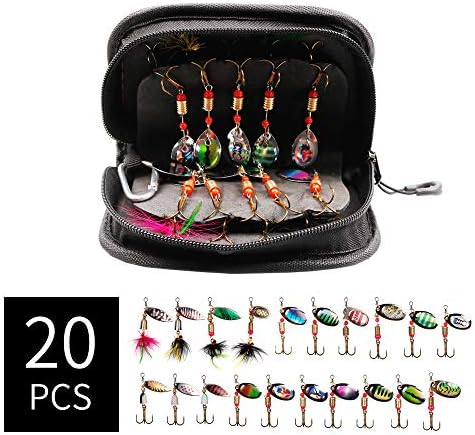 KINGFOREST 10-12-20pcs Fishing Lures Spinnerbait for Bass Trout Salmon Walleye Hard Metal Spinner Baits Kit with Tackle Box - Image 2