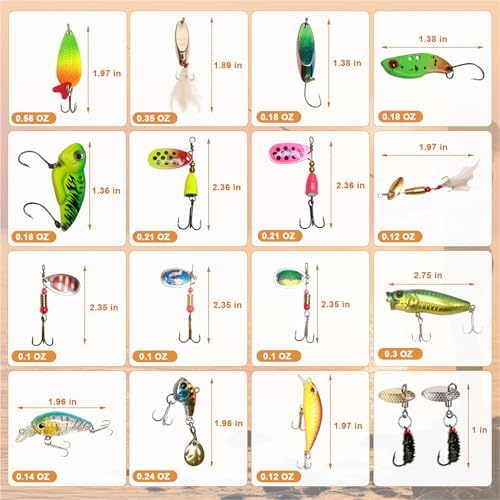 FONMANG 322-Piece Fishing Lures Kit - Buzz Bait/Spinner Baits/Jig/Frog, Fishing Tackle Box with Tackle Included, Soft Bait/Hooks/Weights, Fishing Gear Lure Kit Gift for Men Freshwater Bass Trout - Image 2