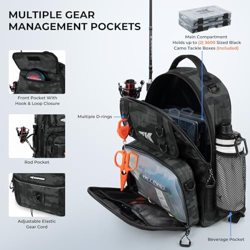 KastKing BaitSpace Fishing Sling Bag, Fishing Backpack with Rod Holder - Image 3