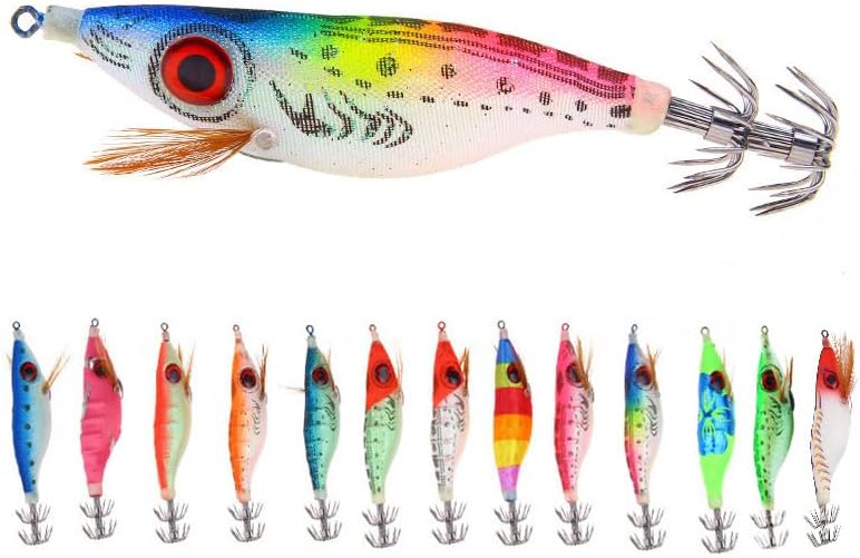 Pack of 8 Fishing Squid Jigs Saltwater Lures Luminous Squid Bait Jig Hooks 9.2g/10cm by Unknown