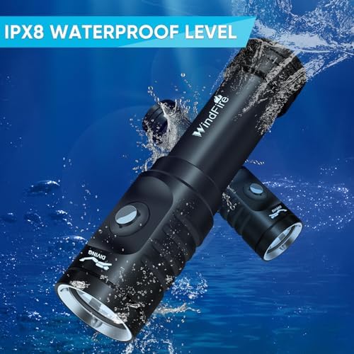 WINDFIRE TS08 Dive Light Scuba Diving Flashlight, 3 Modes, Bright, Compact - Image 3