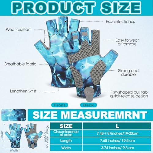 4 Pairs Fingerless Gloves Fishing Gloves, UPF 50+ Breathable, Quick-Drying Sun Protection for Men & Women Anti-Slip for Fishing, Cycling - Image 2
