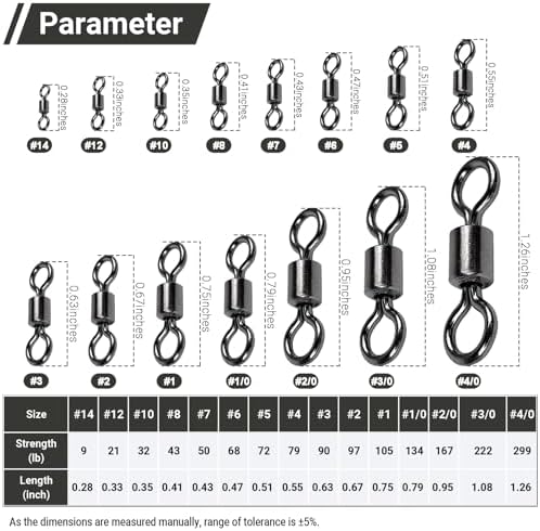 AMSYPORTS High Strength Fishing Swivel Connector Saltwater Freshwater Barrel Swivels Rolling Heavy Duty Swivels Fishing Copper Black Nickel - Image 6