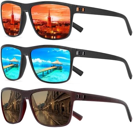 Square Polarized Sunglasses for Men and Women Lightweight Frame Sun Glasses with UV Protection by TURBOPEP