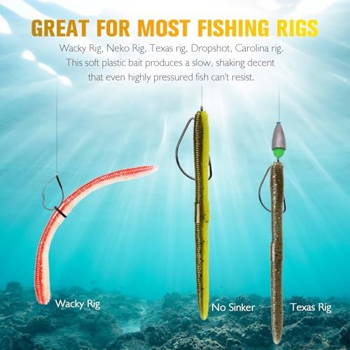 Dovesun Wacky Worm for Bass Trout Fishing Worms Kit with Soft Plastic Baits, Weedless Hooks, Bass Hooks,Weedless Jig Head, Wacky Rig Tool, O-Rings, Weight 152Pcs/131Pcs/50Pcs - Image 4