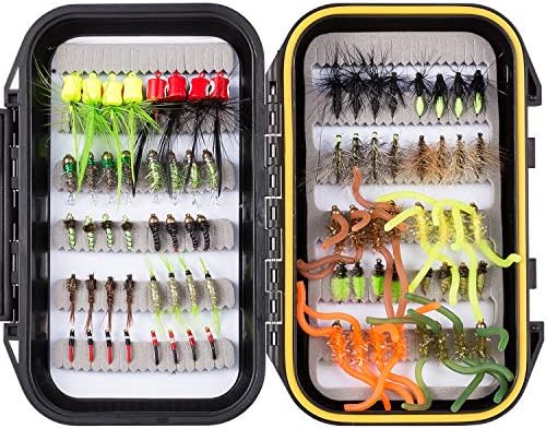 BASSDASH Fly Fishing Flies Kit Fly Assortment Trout Bass Fishing with Fly Box with Dry/Wet Flies, Nymphs, Streamers, Popper by Bassdash