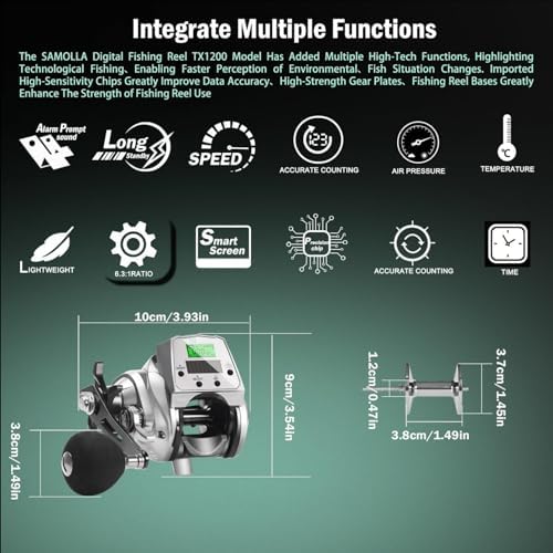 Line Counter Digital Baitcasting Fishing Reel with LCD Display Ultralight Baitcaster Reel, 22-35 Lb Max Drag, 6.3:1/7.2:1 Gear Ratio, Left/Right Hand, for Freshwater & Saltwater - Image 6