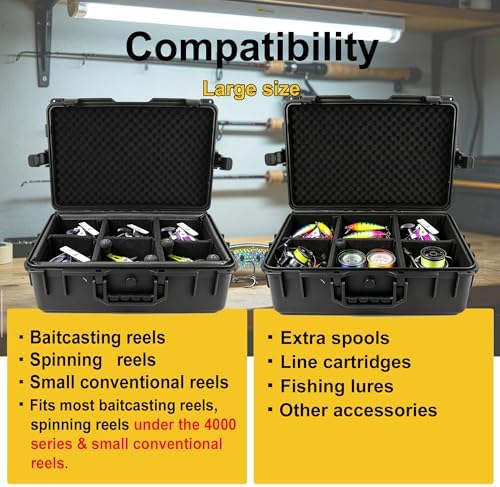 Fishing Reels Storage Case,Tackle Accessories Storage Handcase,Black,Large - Image 3
