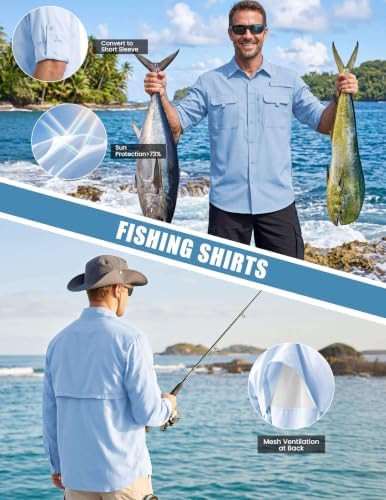 WULFUL Men's Sun Protection Fishing Shirts UPF 50+ Lightweight Quick Dry Cooling Long Sleeve Shirts for Work Hiking Safari - Image 3