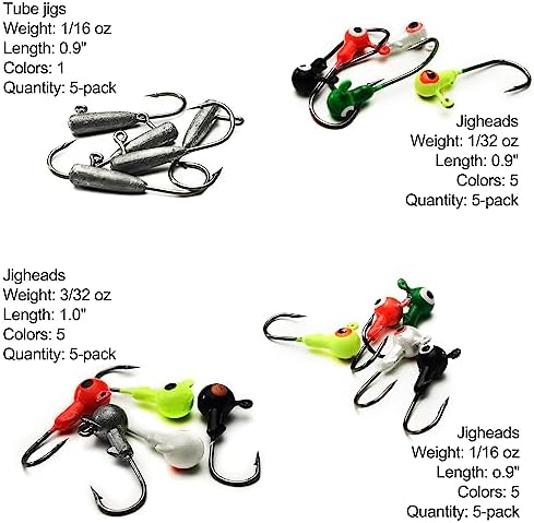 Crappie Tube Lures Jig Heads Soft Plastic Baits Worms Kit - Image 2