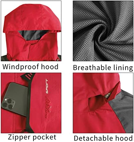 TEZO Mens Rain Jacket Waterproof with Hooded Hiking Coat Lightweight Windbreaker - Image 6