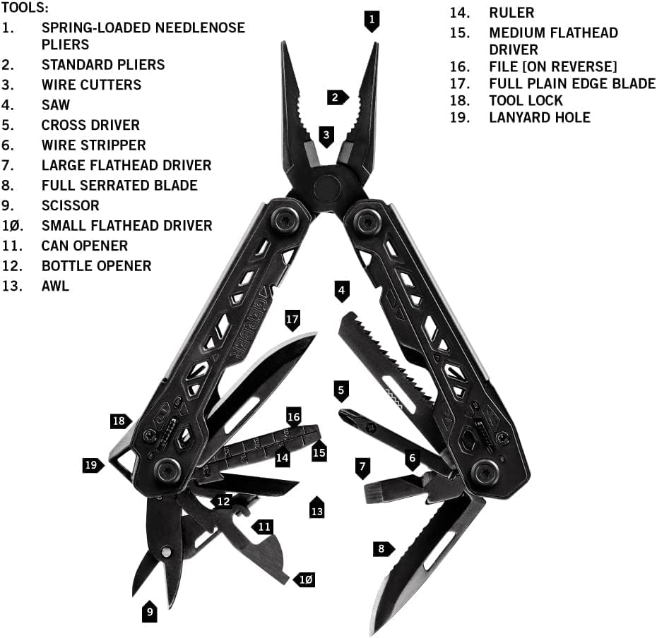 Gerber Truss 17-in-1 EDC Multitool Pliers, Pocket Knife with Sheath, Black - Image 2