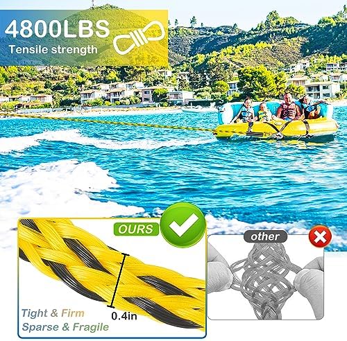 Heavy Duty Boat Tow Harness, Floating Ski Tow Boat Harness with Stainless Steel Hooks, Pulley and Float, Self Centering Tube Rope Tow Harness for Tubing, Water Skiing, Wakeboarding - Image 4